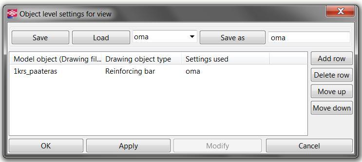 Liite 8 5(10) Kuva 7. Object level settings for view -ikkuna. View properties -ikkunasta on vielä tarkistettava, että object level settings on päällä.