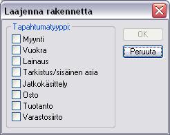ohjelmaan kiinteästi asetettuja valintavaihtoehtoja.