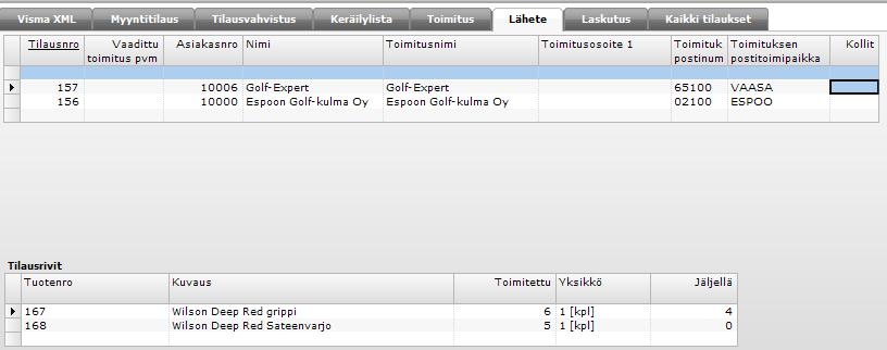 Tulostettavien tilausten valinta. 2. Tulosta valitut tilaukset painamalla ylävalintanauhan Tulostus-painiketta. 3.