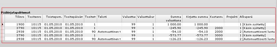 Tositteiden syöttö ja kirjaus tapahtuu välilehdellä Päivittämättömät erät.