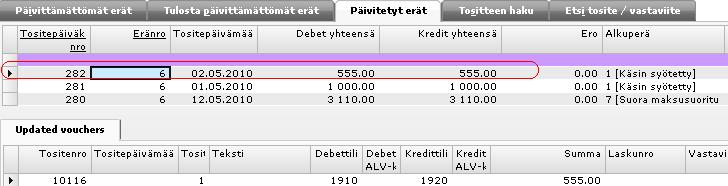 7.2.2 Tositteen korjaaminen 7.2.2.1 Varastoon ja/tai reskontraan liittyvä tosite Jos kyseessä on tosite, joka liittyy varastoon ja/tai reskontraan, muodosta uusi hyvitys- /veloitustilaus.
