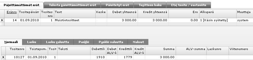 Tositteen automaattinen jaksotus. 7. Syötä summa sarakkeeseen Summa ja paina ENTER. Jaksotuksen määritykset. 8. Näytölle avautuu Jaksotus-valintaikkuna. Esimerkissä on kyse kahden kuukauden vuokrasta.