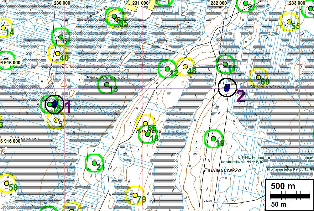 E 229874), sen pohjoispuolella 20 m päässä,