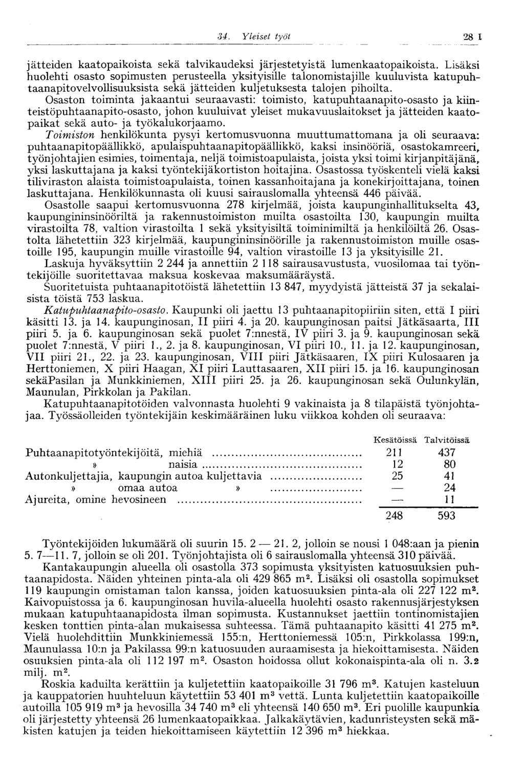 34. Yleiset työt 28 I jätteiden kaatopaikoista sekä talvikaudeksi järjestetyistä lumenkaatopaikoista.