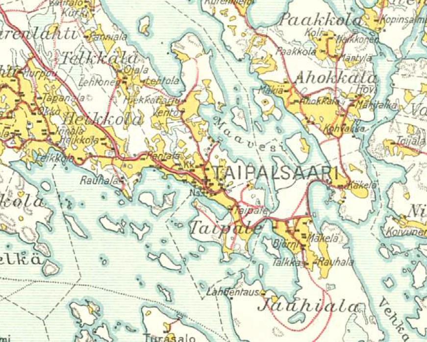 Karttaote 4. Suomen taloudellinen kartta vuodelta 1928.