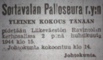 1944 Helatorstai 19.5. miehet: Värtsilä SPS 2 2 Pelannut kokoonpano: Silola, Saarinen - Roslund, Pehkonen Savolainen Poutiainen II, Poutiainen I Salomaa Silakoski Laurikainen- Tuomioja.