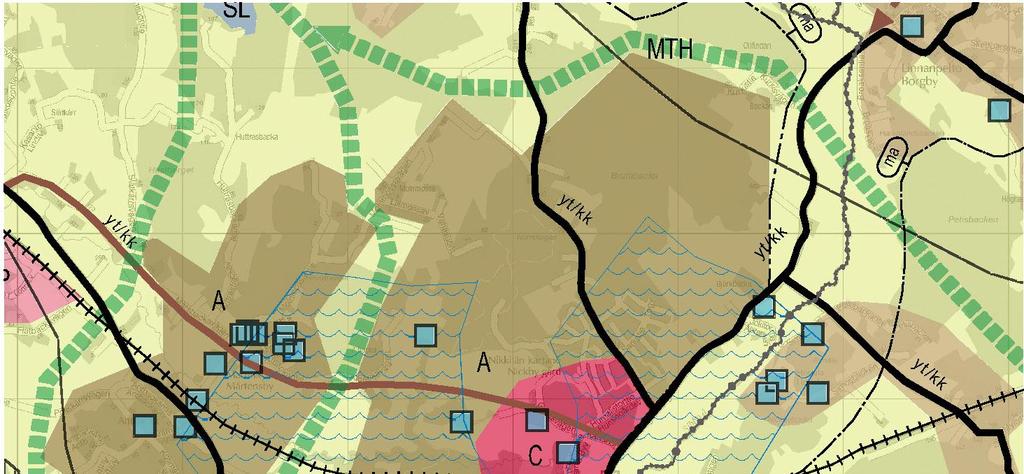 KAUPALLISET PALVELUT DE KOMMERSIELLA TJÄNSTERNA Kuvittele tilanne, jossa Nikkilän taajama-alueella (käsittää yleiskaava 2025 mukaiset kasvualueet, liitekuva alla) asuu 12 000 asukasta ja vastaa alla