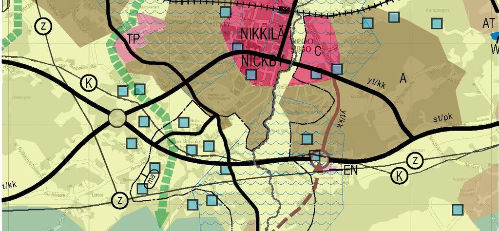 Föreställ dig att det bor 12 000 invånare i Nickby tätortsområde (omfattar tillväxtområdena enligt Generalplan för Sibbo 2025, bild nedan) och svara på följande frågor.