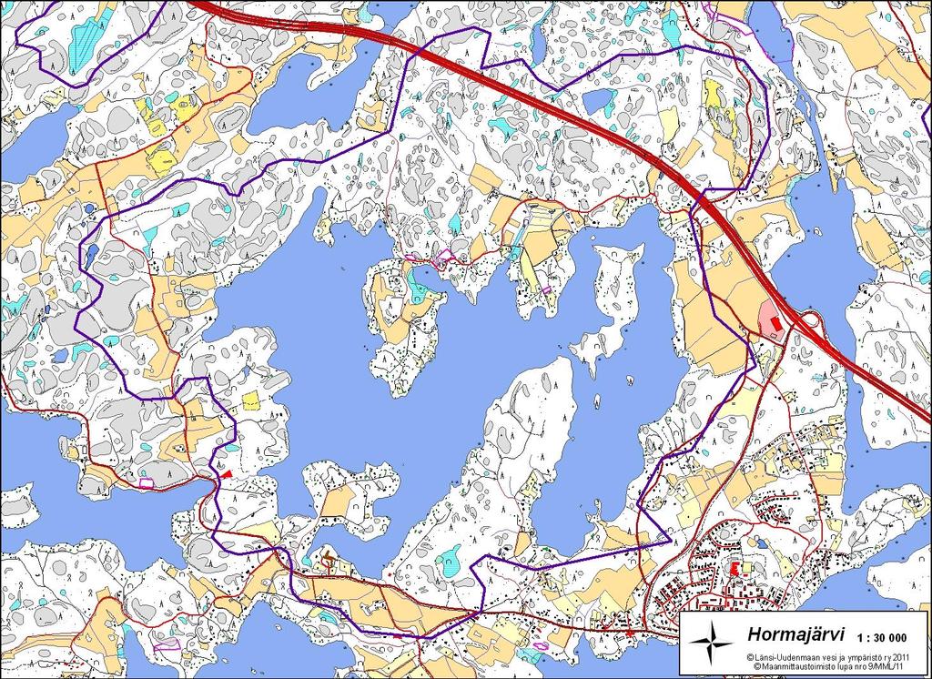 2. Hormajärven yleiskuvaus Hormajärvi on karuhko, kirkasvetinen ja lähdevaikutteinen järvi Lohjanjärven pohjoispuolella 1.