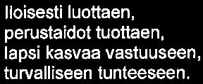 Aitoon koulu Sivu 3/6 Toiminta-ajatus / keskeiset tavoitteet Iloisesti luottaen, perustaidot tuottaen, lapsi kasvaa vastuuseen, turvalliseen tunteeseen.