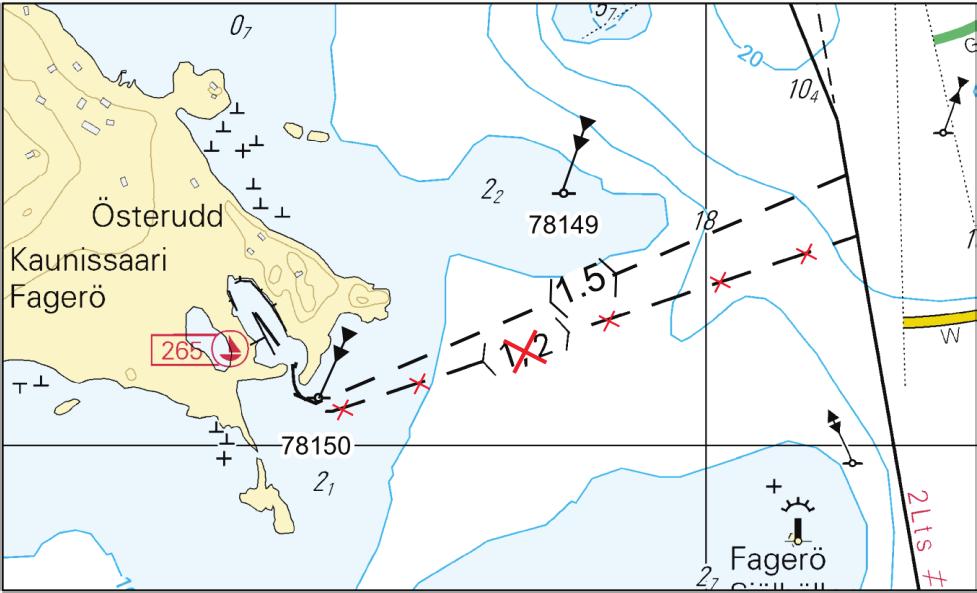 4 C. Uudet valaisemattomat viitat Nya obelysta prickar New unlighted spar buoys. Lisää Inför Insert: Nr WGS 84 1) 78149 Etelä-Syd-South 60 10.234 N 25 21.735 E 2) 78150 Etelä-Syd-South 60 10.
