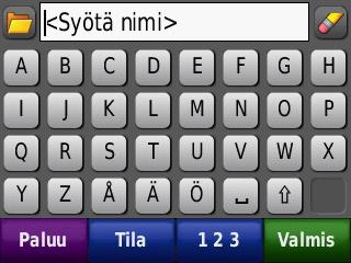 Minne? Kotisijainnin vaihtaminen Voit vaihtaa kotisijainnin poistamalla sen ensin Suosikit-kohdasta. 1. Valitse Minne? > Suosikit > Kaikki suosikit. 2. Valitse Koti > Muokkaa > Poista > Kyllä.