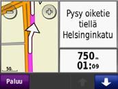 Ajaessasi nüvi ohjaa sinut päämäärääsi puhuttujen ohjeiden, kartalla