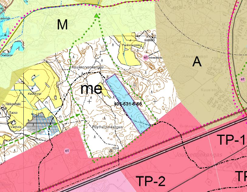 Ote maakuntakaavasta, ei mittakaavassa. Tila, jonka alueelle tuulivoimaloita suunnitellaan, sijaitsee maa- ja metsätalousvaltaisella alueella.