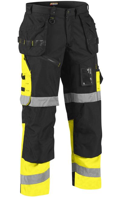 24 % 1566 1568 HIGHVIS HOUSUT HIGHVIS RIIPPUTASKUHOUSUT 1811 65% polyesteri, 35% puuvilla, twill, vettähylkivä, 240g/m²