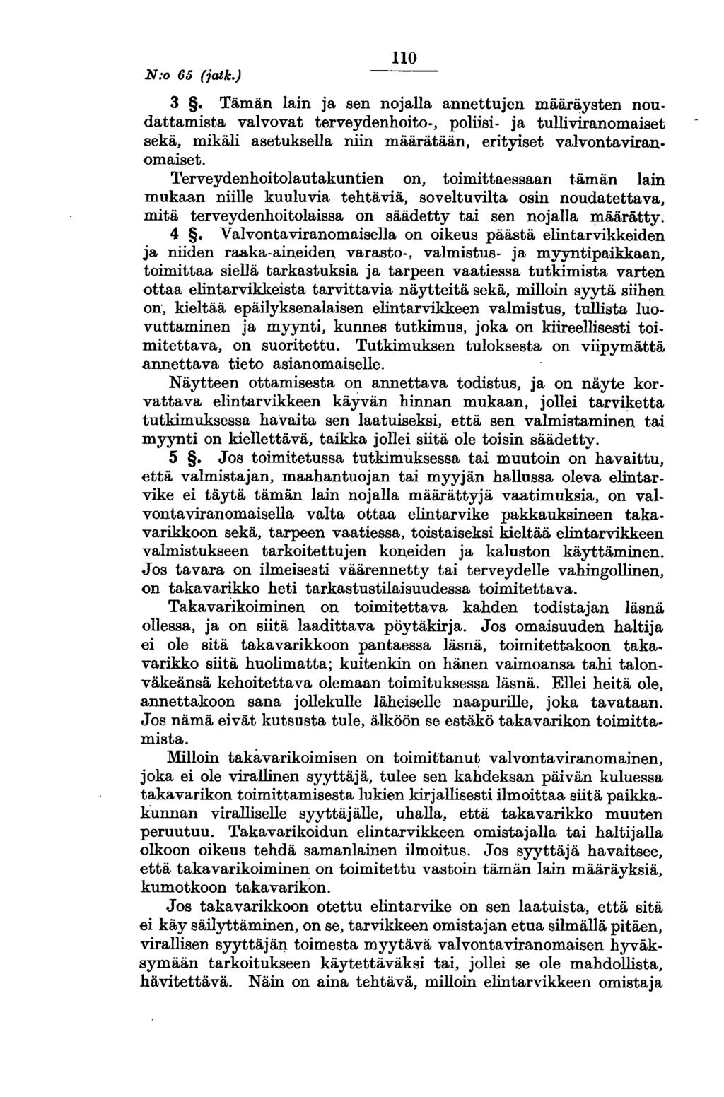 N:o 65 (jatk.) 110 3.