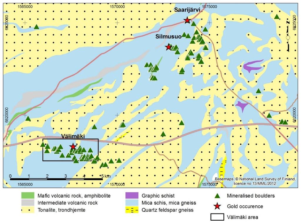 GEOLOGIAN TUTKIMUSKESKUS Kullaan Au-potentiaali 6 Kuva 2.