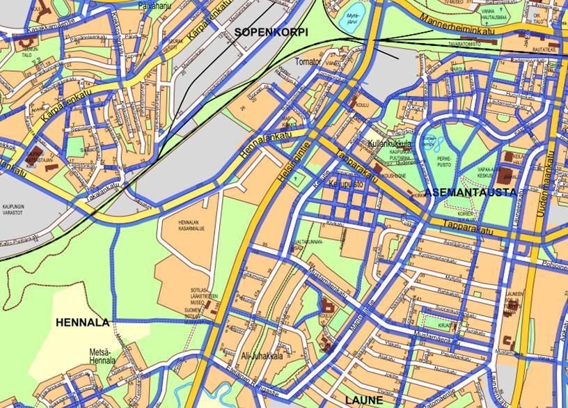 KUNNALLISTEKNIIKKA 4 Jalankulku ja pyöräily Hennalankadulla on korotetut jalkakäytävät/pyörätiet ajoradan molemmin puolin.