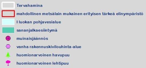 Kallioalueen keskellä kulkee vajaa 100 metriä leveä jakso, joka koostuu graniitista ja kvartsi-maasälpäliuskemaisesta