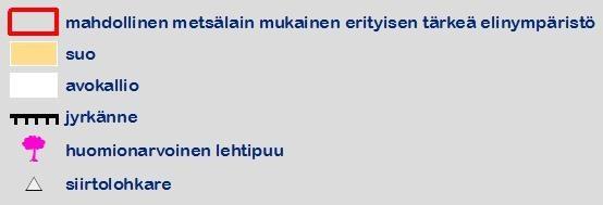 sen pohjoispuolella pienialainen suo.