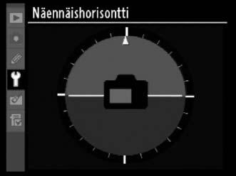 GPS Muuta GPS-yksikköön yhdistettäessä käytettäviä asetuksia (s. 221). Näennäishorisontti Näyttää näennäishorisontin kameran suuntaanturin antamien tietojen avulla.