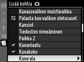 Lisää uusi kohta painamalla J. 5 Lisää enemmän kohtia.