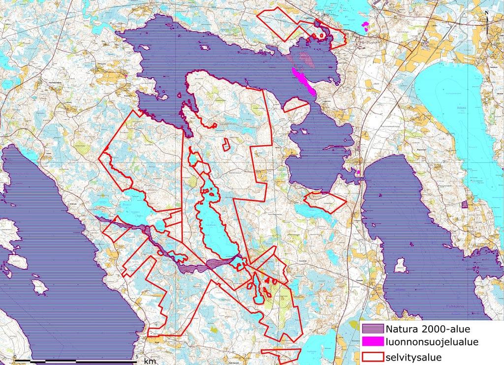 FCG Suunnittelu ja tekniikka Oy Kaavaselostus 14 (44) Kuva 12. Natura- ja luonnonsuojelualueet. Selvitysalue on rajattu punaisella. Kansainvälisesti arvokkaat kohteet 1.