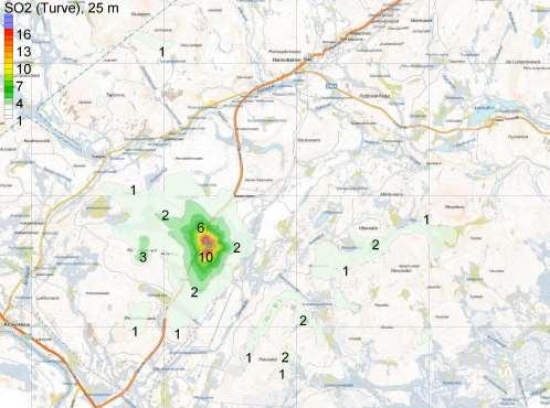 12 PÖYRY FINLAND OY rimmat arvot saattavat esiintyä eri laskentapisteissä eri ajankohtina (eri päivinä tai eri tunteina). Kuviin merkitty taustaruudutus on 5 x 5 km.