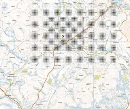 Kartan taustaruudutus on 5 x 5 km 2. 4.