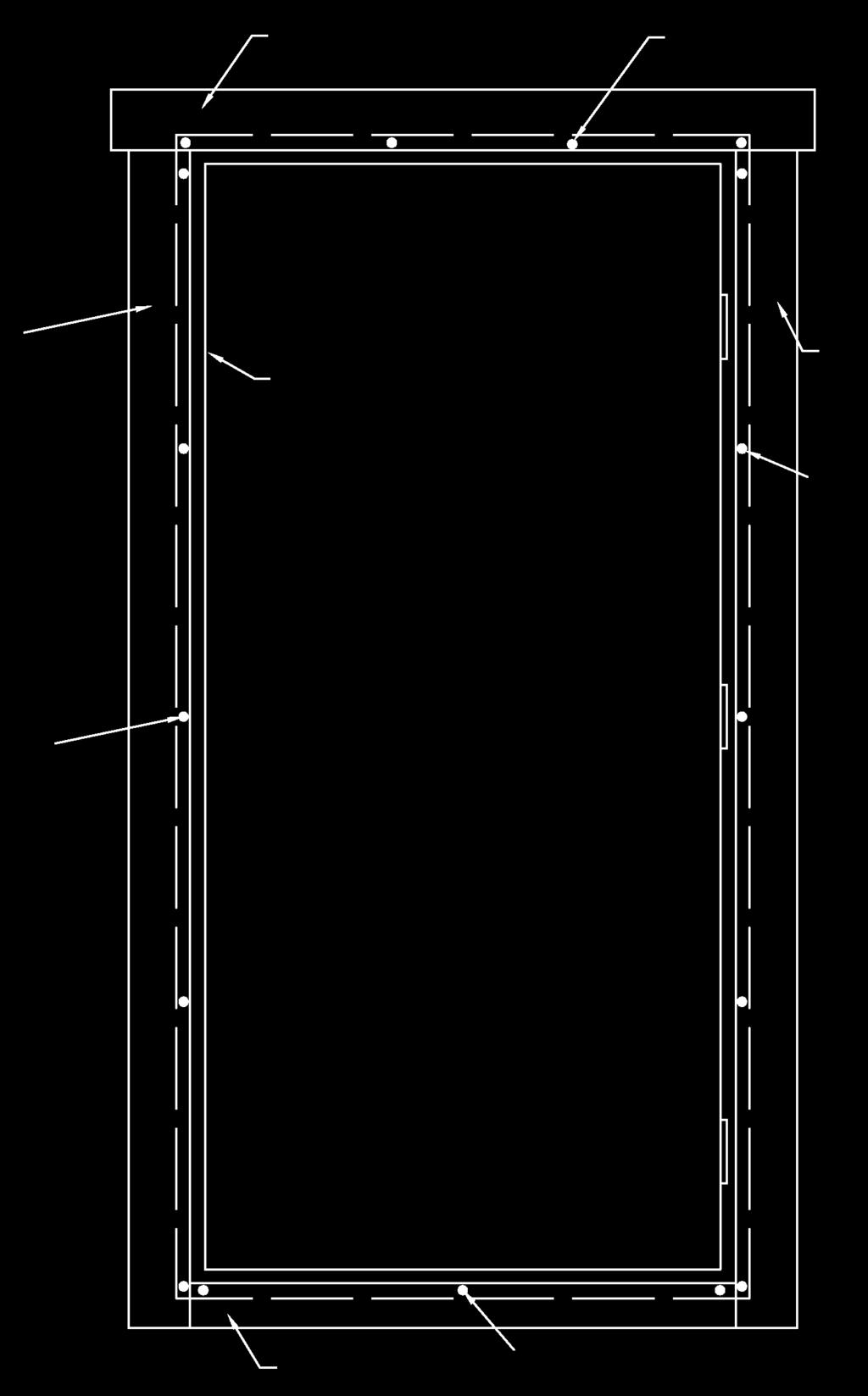 Lillevilla 22 3000 mm x 3000 mm + terassi 1500 mm / 44 mm Ovenkarmi Kiinnitä laudat molemmin puolin ovenkarmia 2,5x60mm nauloilla alla olevan piirustuksen mukaan.