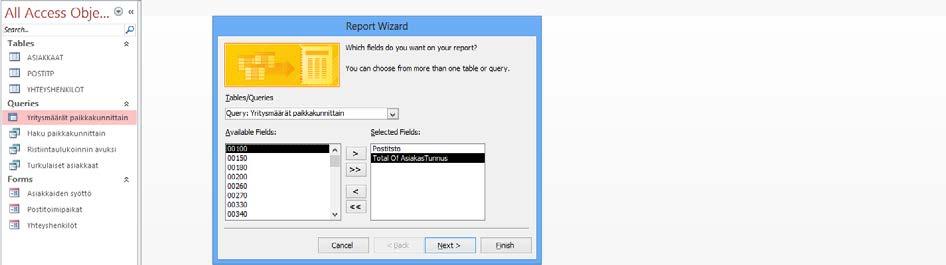 Raportin määrittely Accessilla on helppo luoda erilaisia raportteja. Raportteja tarvitset aina kun haluat tulostuskelpoisen yhteenvedon tietokannasta.