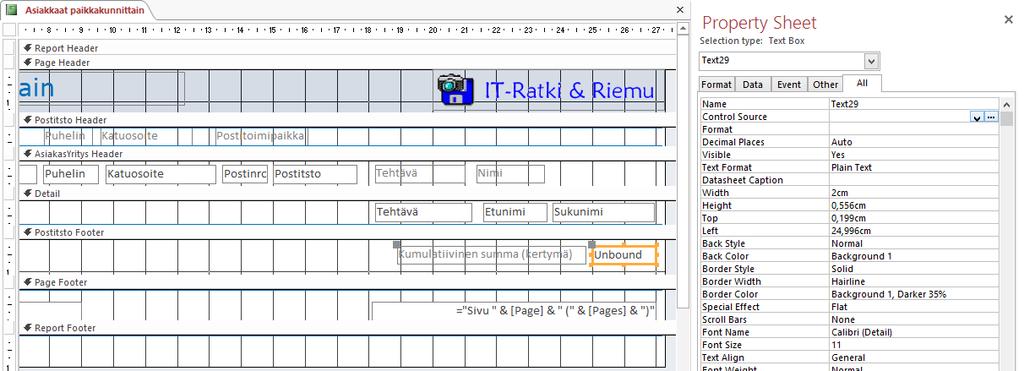 Kuva 205 Expression Builder (Lausekkeen muodostin) - ikkuna Kaksoisnapsauta tekstikehystä, esiin tulee objektin