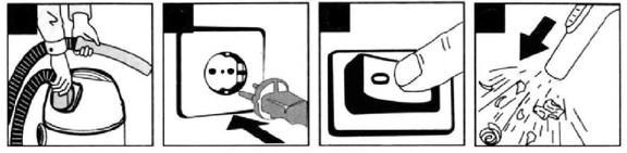 After use or when the tank is full (which significantly decreases the suction power) remove the plug from the electrical outlet and empty the tank/change the bag. 7.