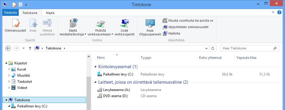 Kuvakkeet eli ikonit (Icons) Olet jo tässä vaiheessa törmännyt kuvakkeisiin. Kuvake on kuva, jota kaksoisnapsauttamalla avaat kyseisen objektin.