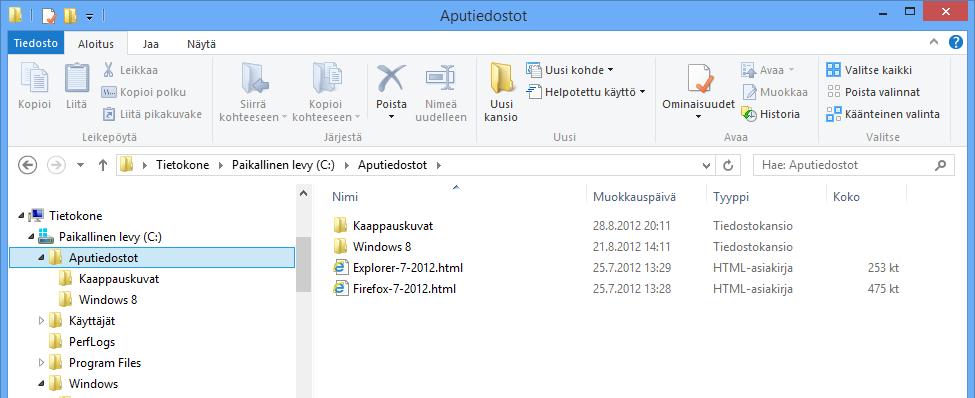 Tiedostojen kuvakkeet Napsauta kansio auki niin näet resurssienhallinnan tiedostoruudussa kansion sisällä olevat tiedostokuvakkeet eli tiedostot (Files) ja alikansiot (Subfolders).