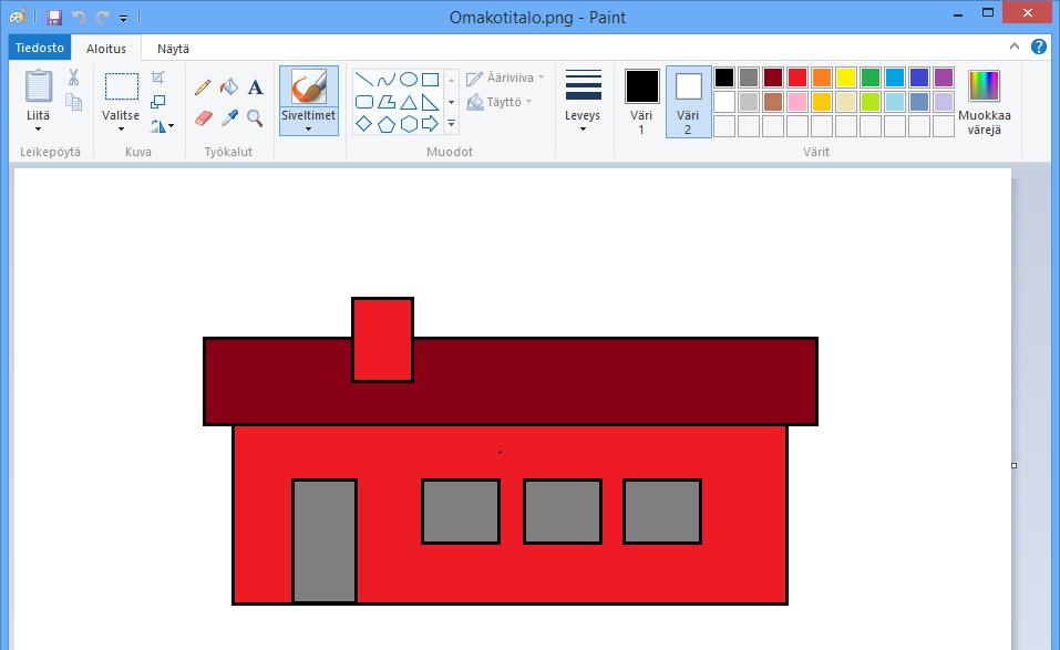 ? Piirroksen tuottaminen Vaikket taiteilija olisikaan, piirrä Paintilla omakotitalon kuva - se on helppoa.