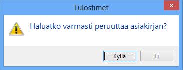 Älä tässä tilanteessa tulosta uudelleen vaan poista työt tulostusjonosta. Ennen kuin jatkat tulostamista on myös suositeltavaa käynnistää tulostin uudelleen.