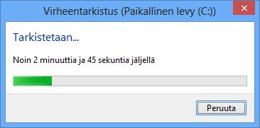 Valintaikkunan Työkalut (Tools) -välilehdellä on Virheentarkistus (Error checking) -osassa Tarkista (Check) -painike.