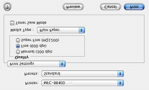 Print settings (tulostusasetukset) PS-tulostinohjaimen käyttö Apple Macintosh -tietokoneen kanssa PS-ohjaimen käyttämisestä verkossa katso NC-9100h:n verkkokäyttäjän opasta CD-ROM-levyllä.