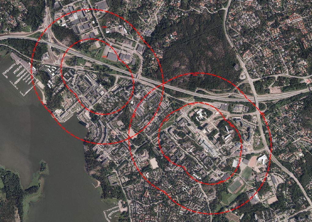 etron kehittämisvyöhykkeet Espoonlahti-Kivenlahti- alueella Espoonlahden keskus 0 300m 3700 asukasta / 1000 työpaikkaa 300 600m 3800