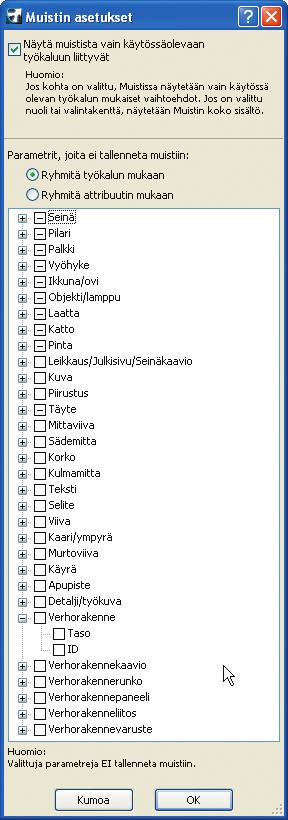 kyseistä seinätyyppiä tarvitaan. Jos luotava elementti ei aivan kaikilta osin vastaakaan muistissa olevaa ratkaisua, kannattaa usein silloinkin hakea perustyyppi Muistista ja sitten muokata sitä.