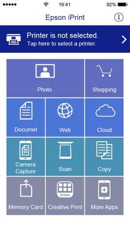 Tulostaminen Tulostaminen Epson iprint-sovelluksella Käynnistä Epson iprint älylaitteella ja valitse käytettävä kohde aloitusnäytöltä. Seuraaviin näyttöihin voidaan tehdä muutoksia ilman ilmoitusta.