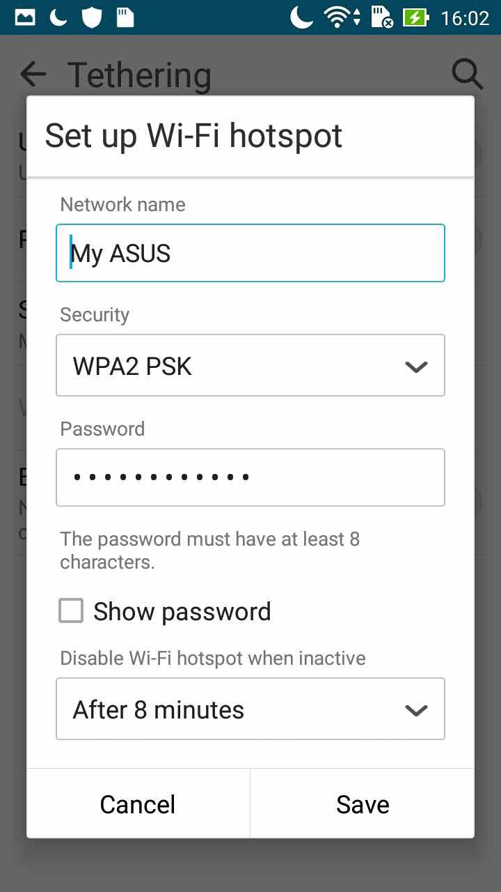 Jaettu yhteys Jos WiFi-yhteyttä ei ole käytettävissä, voit käyttää ASUS Phone modeemina ja tehdä siitä WiFitukiaseman, jotta voit käyttää internetiä kannettavalla tietokoneella, toisella tabletilla