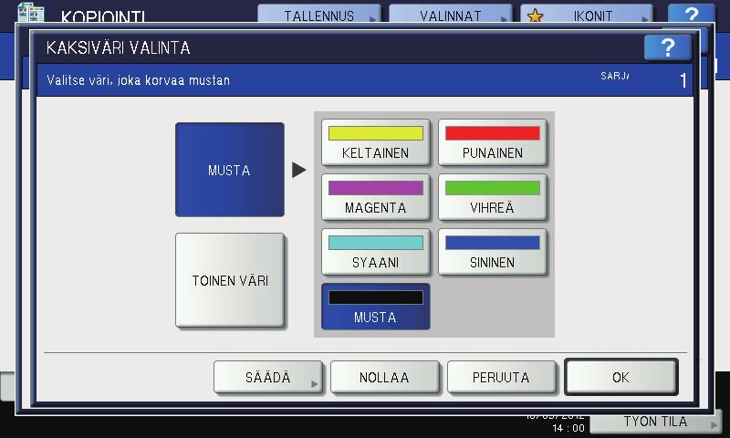 Jos haluat säätää väritasapainoa, paina [SÄÄDÄ] ja siirry seuraavaan kohtaan. Huom.