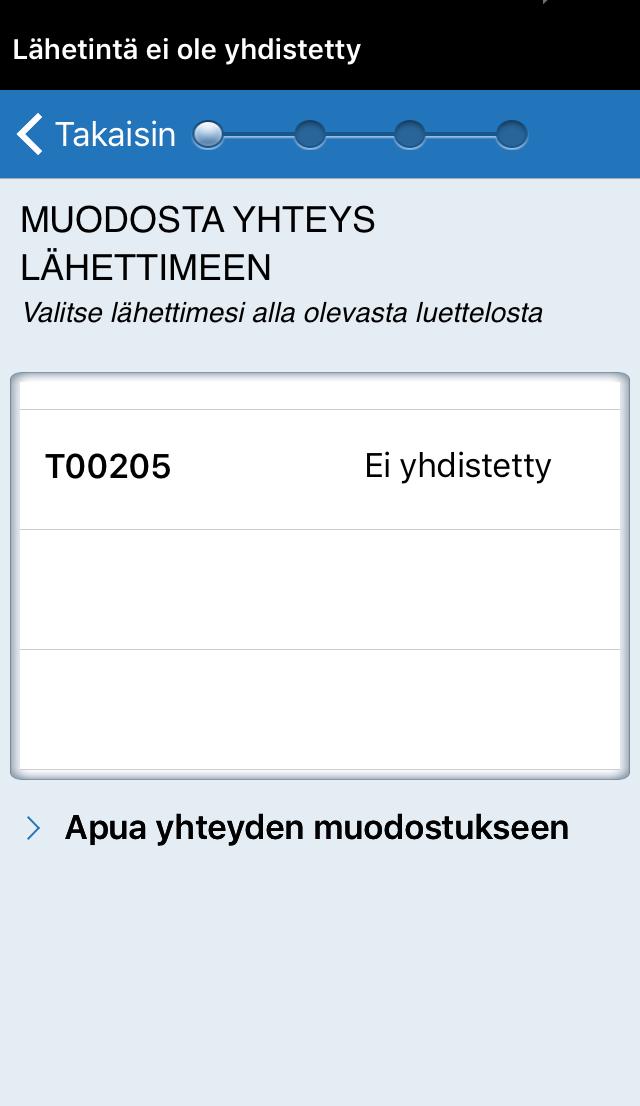 Virtapainike Huom.: Jos LED-valo ei syty, kun painat älylähettimen virtapainiketta, kytke lähettimeen virta pitämällä virtapainiketta painettuna noin viiden sekunnin ajan. 8.