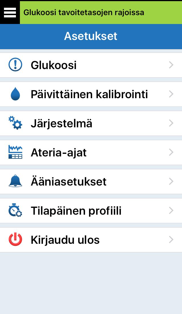 Kirjautuminen ulos Voit kirjautua ulos Eversense-tilistäsi napauttamalla Asetukset > Kirjaudu ulos.