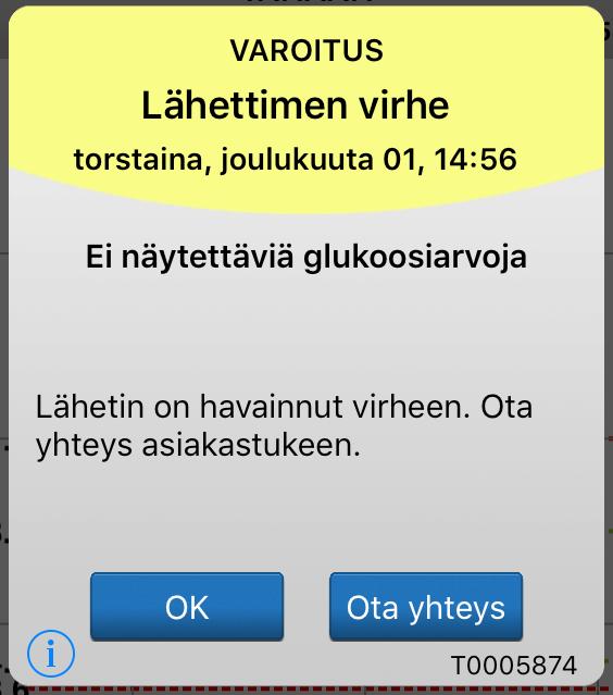 Varoitusten kuvaukset ja vaaditut toimenpiteet (jatkuu) Varoitukset Näytön viesti Kuvaus Toiminnot Älylähettimen virhe* Tulee näkyviin, kun järjestelmän sisäiset tarkistukset havaitsevat