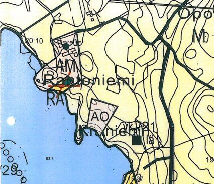 3.5 Rakennusjärjestys 5 Nurmeksen rakennusjärjestys on hyväksytty kaupunginvaltuustossa 20.12.2001. 4. VAIKUTUSALUE Kuva 4:Yleiskaavamuutoksen vaikutusalue (X merkitty RA-alue muuttuu M-alueeksi) 5.