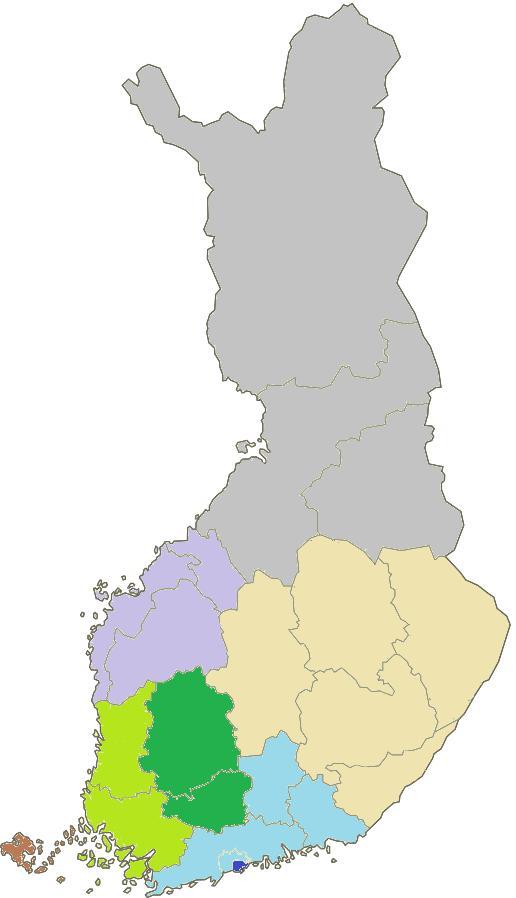 Hahmotelma vaalialueista: Malli B 8 aluetta Pohjanmaa Ahvenanmaa Satakunta Pohjois-Pohjanmaa Keski-Pohjanmaa Etelä- Pohjanmaa Keski- Suomi Varsinais- Suomi Pirkanmaa Lappi Päijät- Kanta- Häme Häme