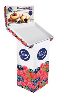 PIIRAKAT 972614 972311 Fazer Mini Mudcake 2 100 g 30/ltk pep 8 VL Fazer Mini Cakes display 420 x 560 x 1253 mm (koottuna) 205351